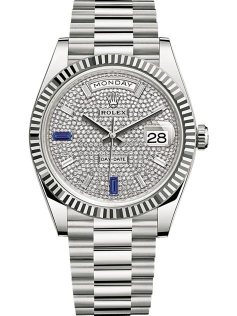 rolex oyster 40mm white gold diamonds sapphire|rolex day date 40 white gold.